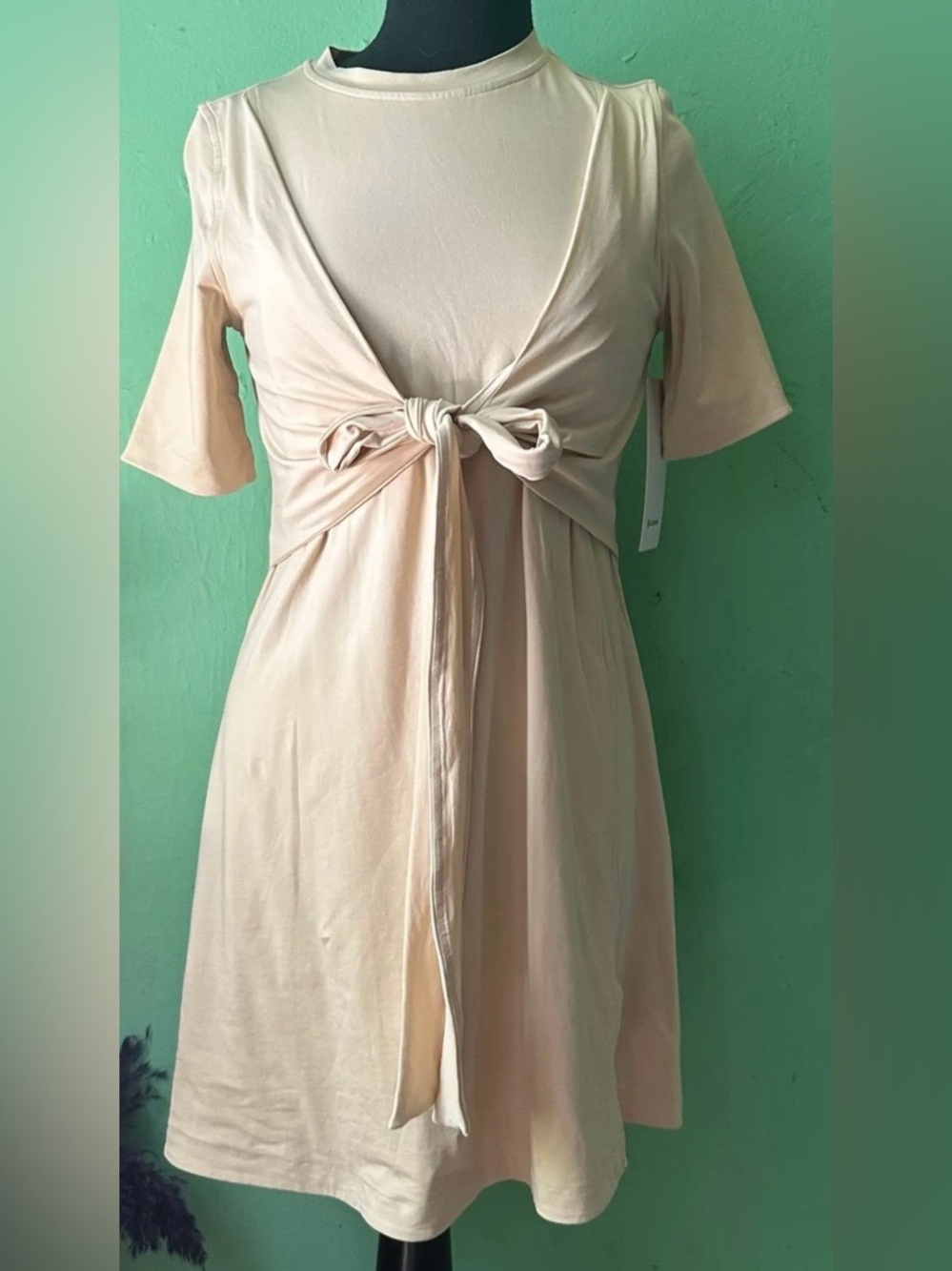 lululemon athletica Women’s Light Beige Tie-Front Mini Dress Size 2